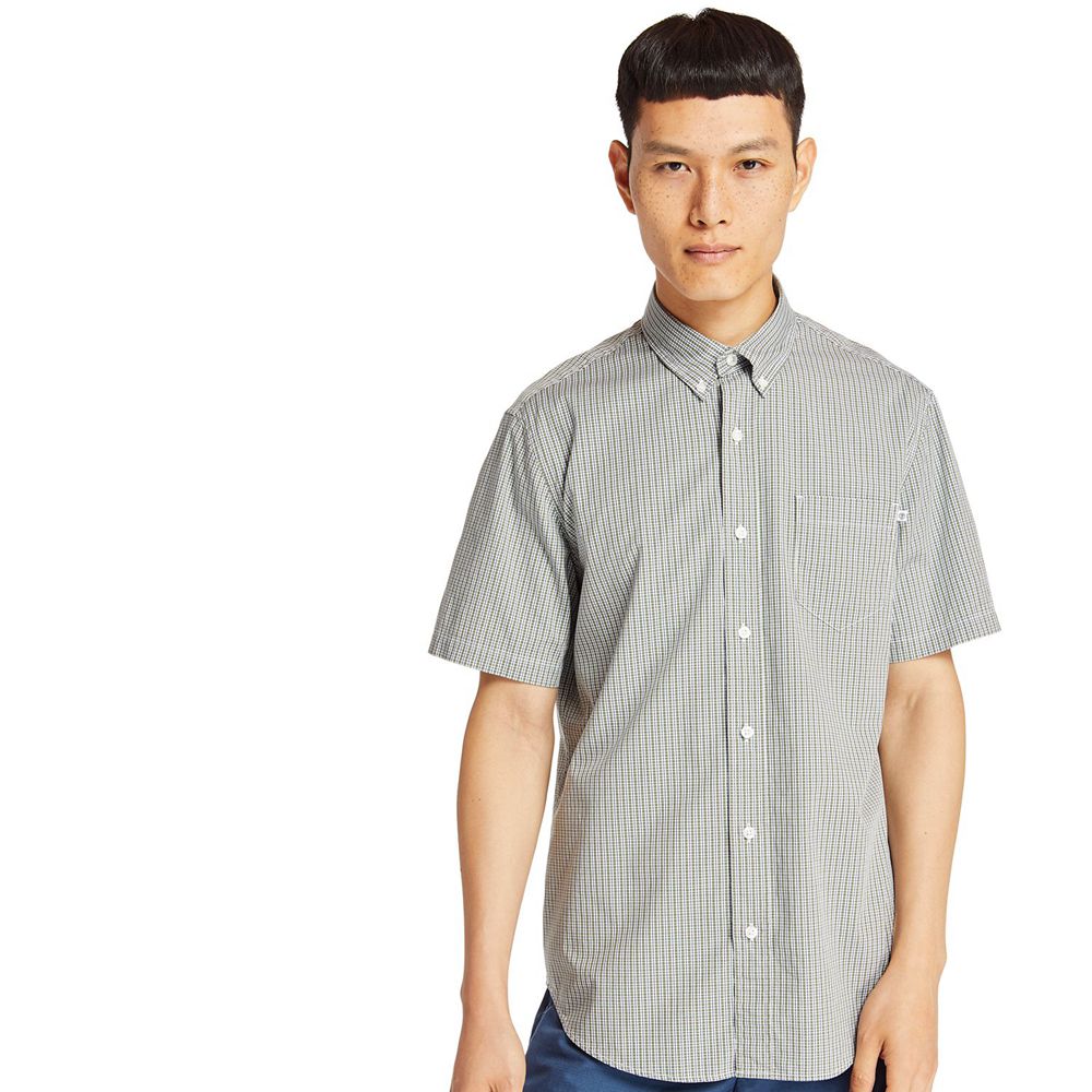 Camisa Timberland Argentina Hombre - Short-Sleeve Saco River Stretch - Gris - SVROKC-281